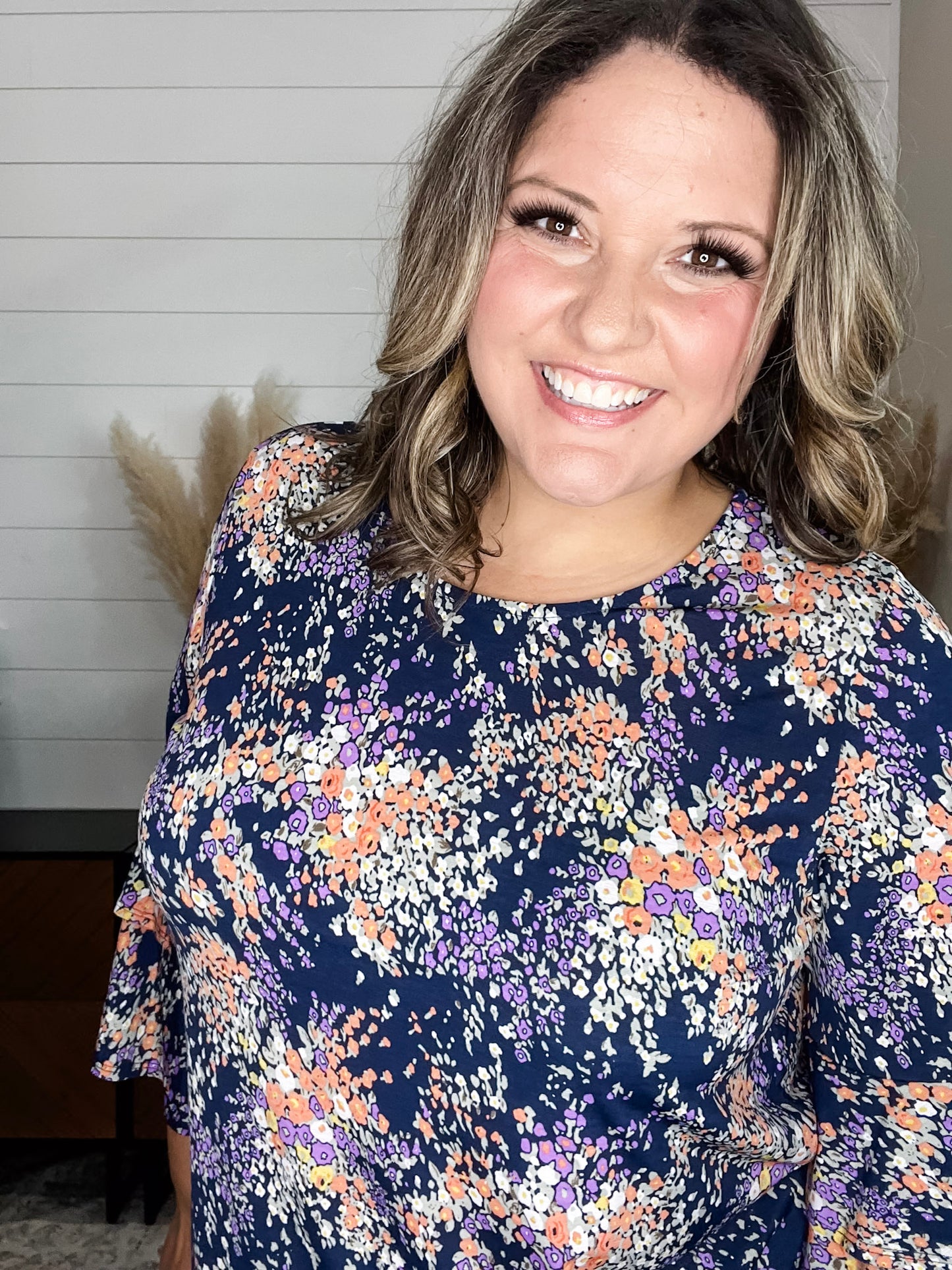 "Mckinley" Floral Round Neck Double Ruffle Sleeve