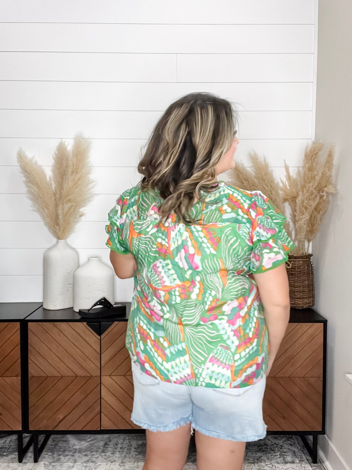 "Brisbane" Boxy Lined Double Ruffle Sleeve
