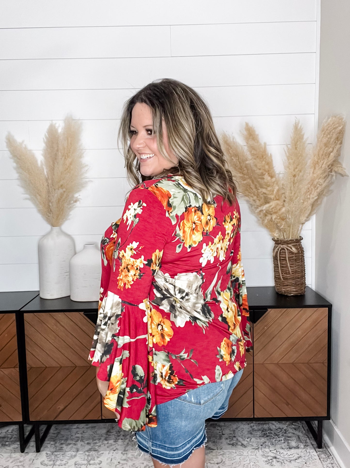 "Crisp" Bell Sleeve V Neck