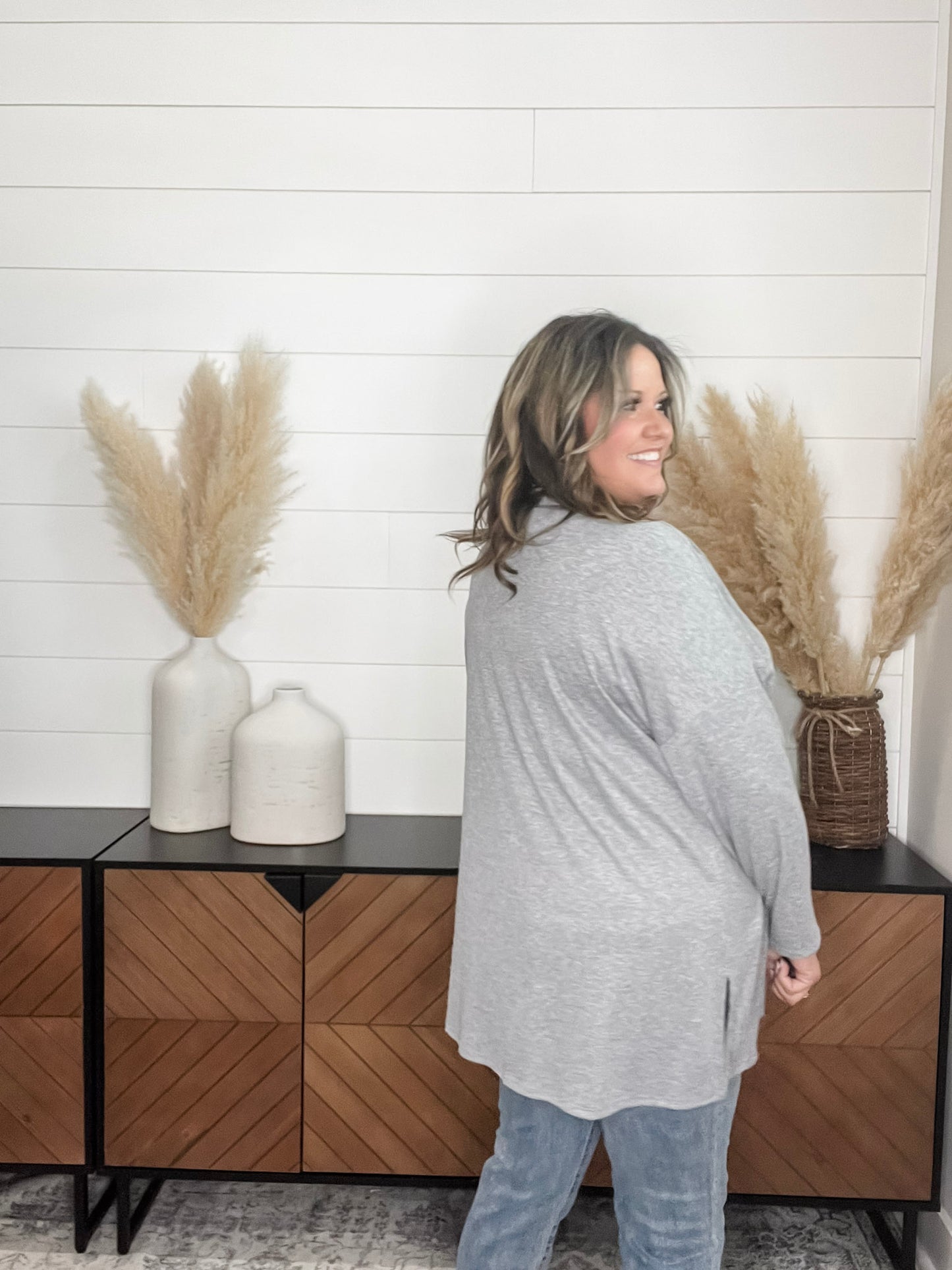 Ribbed Cardigan (Heather Grey)