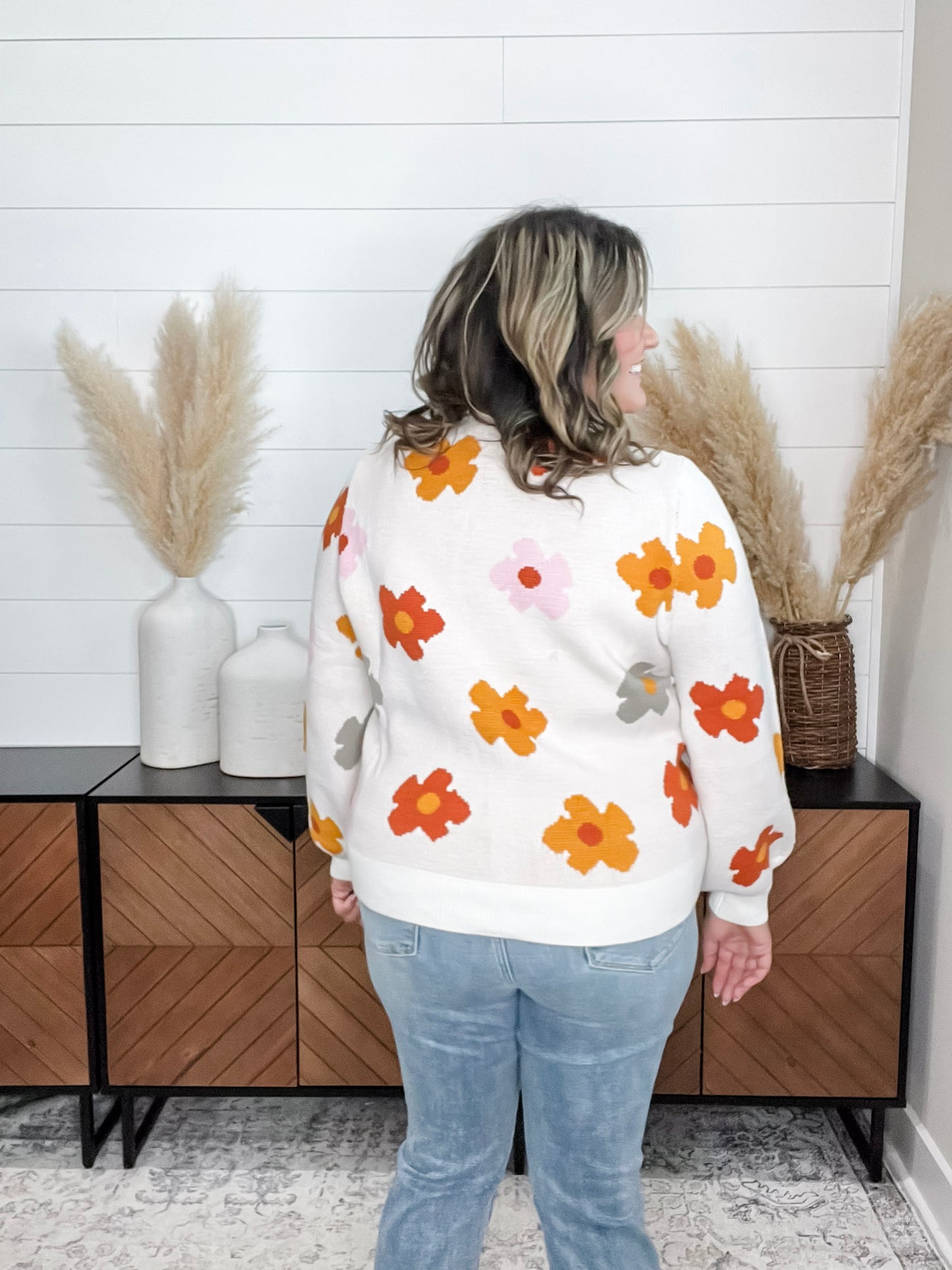 "Felicia" Fall Floral Long Sleeve Sweater