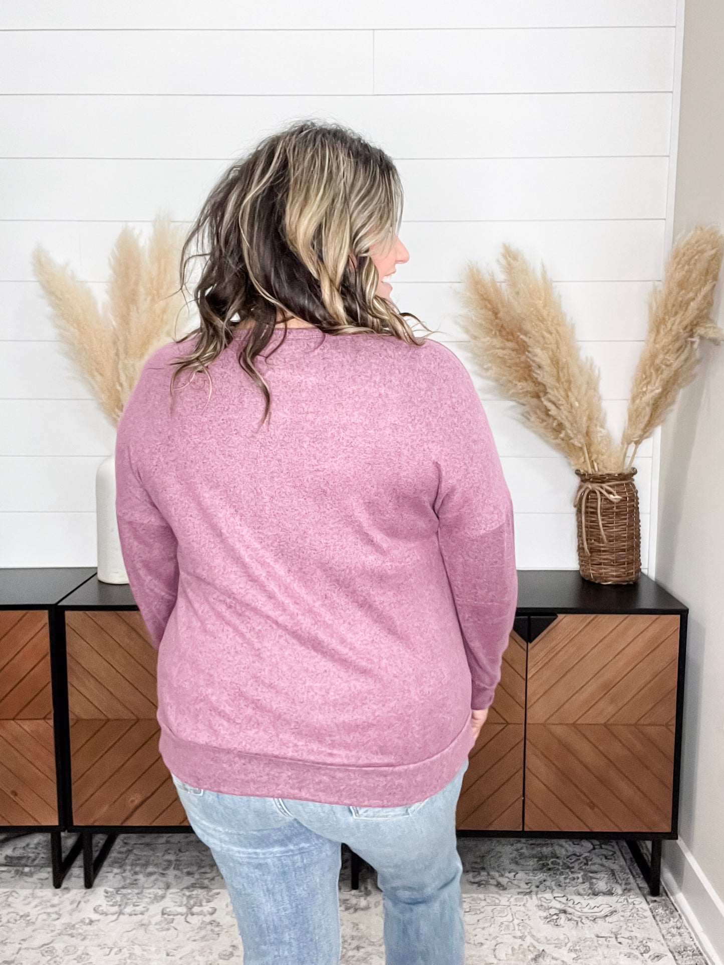 "Hopeful" Long Sleeve Weekender (Mauve)