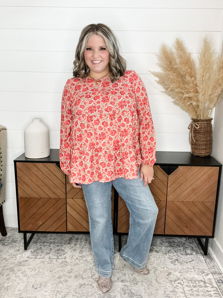 "Margot" Waffle Texture Bubble Long Sleeve