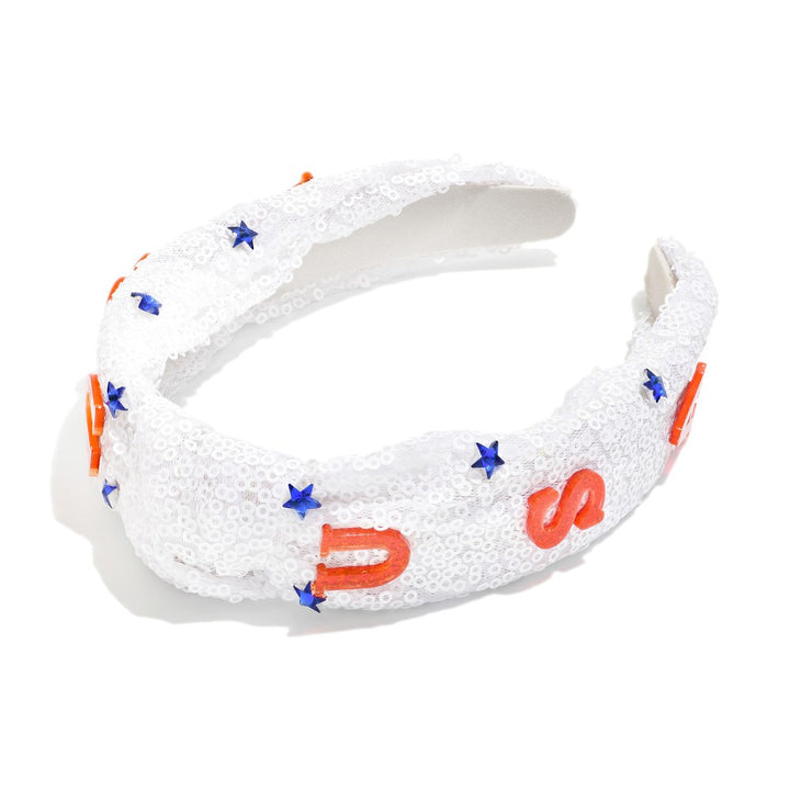 Sequin & Glitter Acetate "USA" Knotted Headband