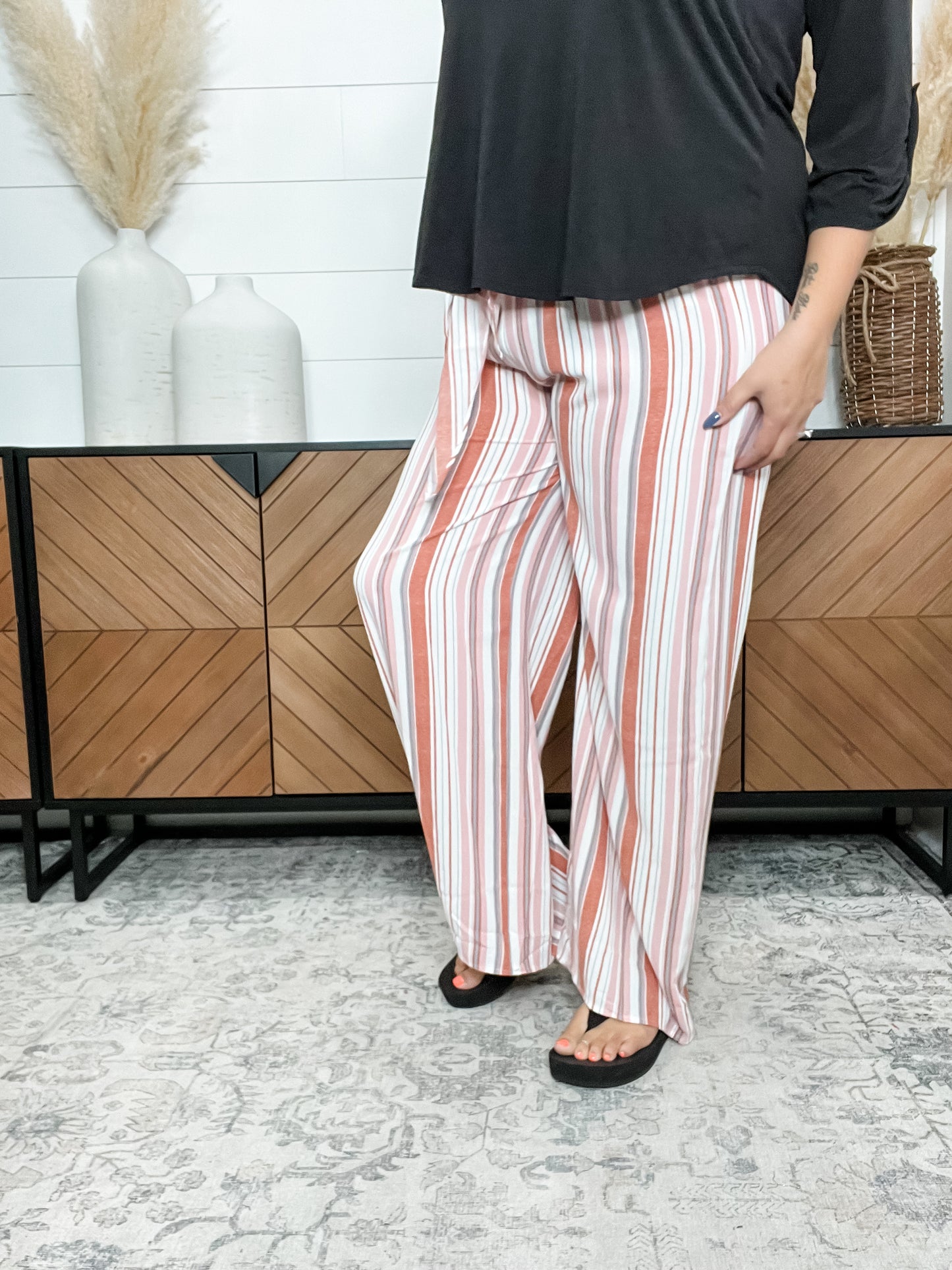 "Baton Rouge" Stripe Casual Wide Leg Pants