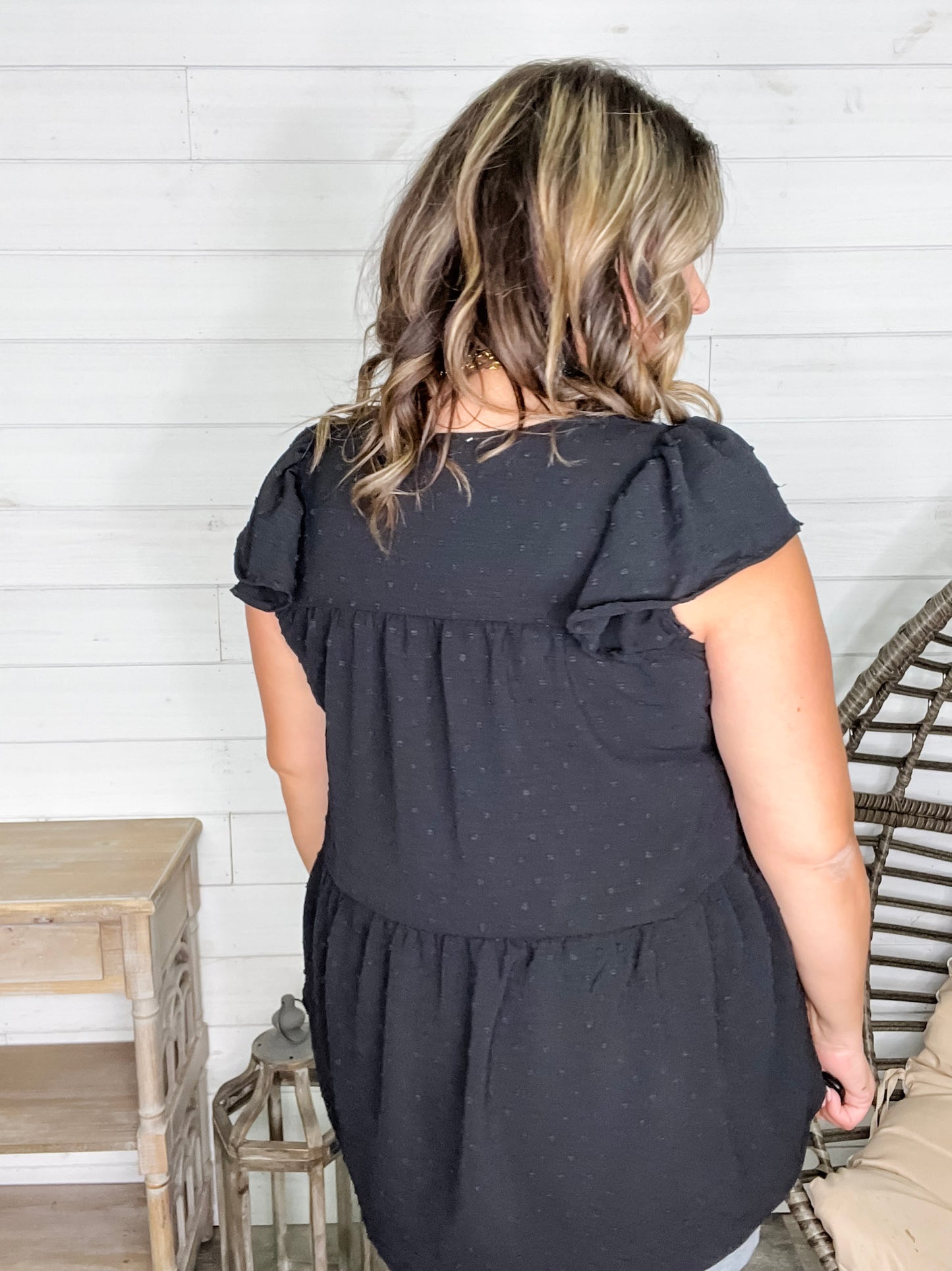 "With Regards" Cap Ruffle Sleeve Babydoll
