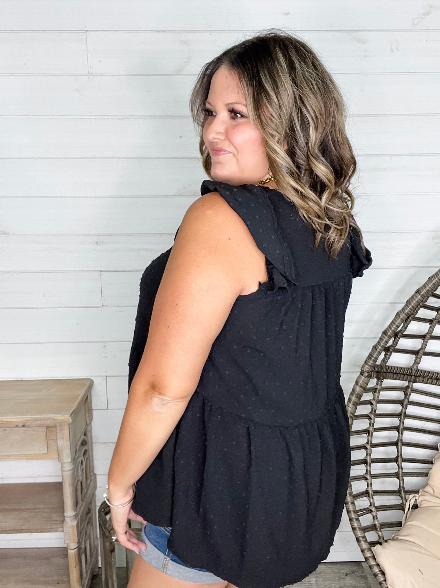 "With Regards" Cap Ruffle Sleeve Babydoll