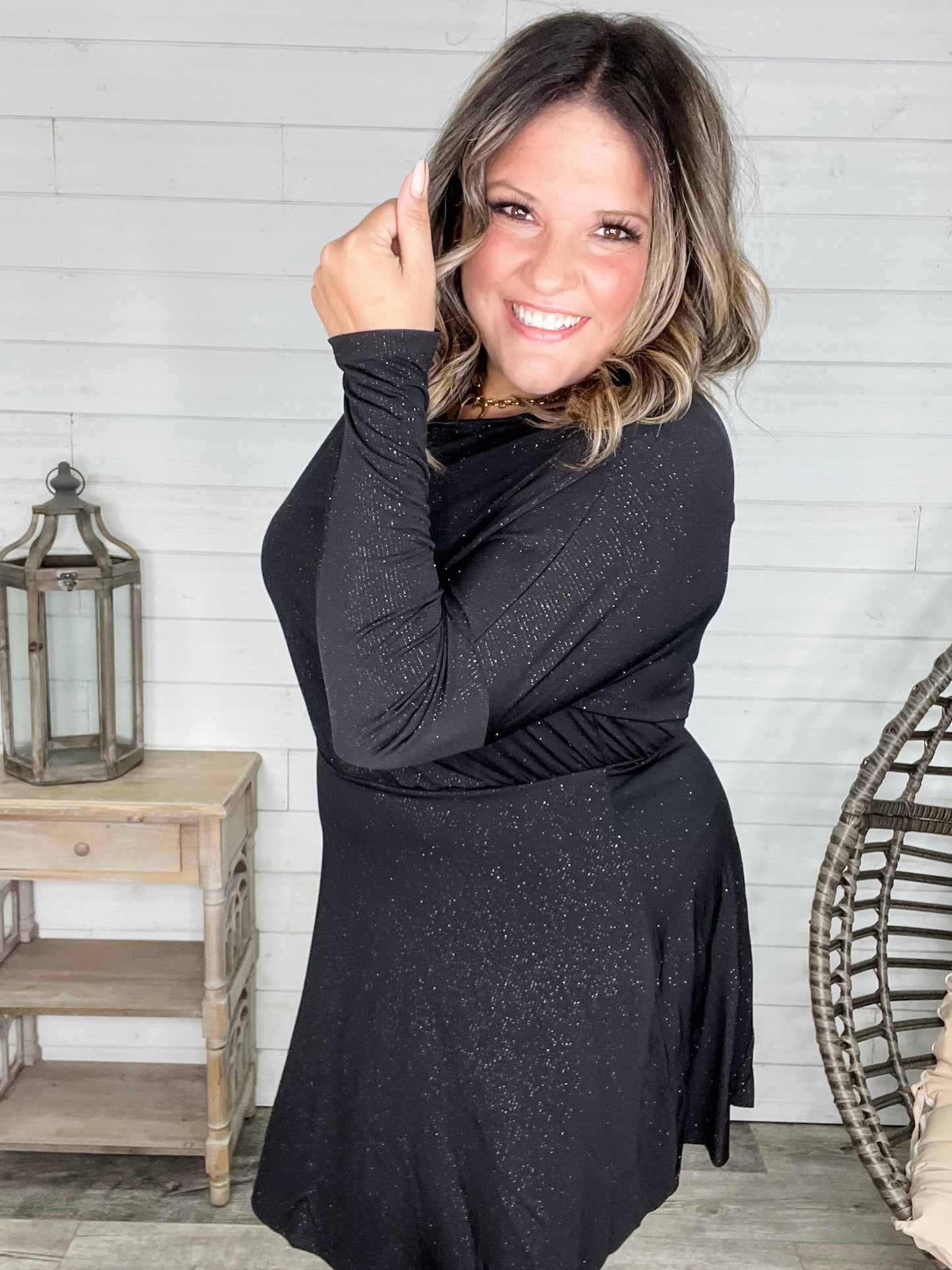 "Tiny Dancer" Boat Neck Sparkle Dress with Built in Shorts (Color Options)