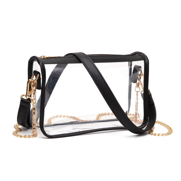 Clear Crossbody Bag With Vegan Leather Trim and Two Removable Straps (Black & Animal)