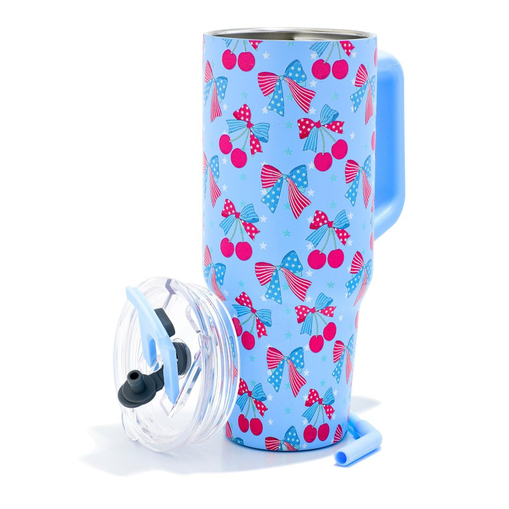 Americana Bow Cherries Printed 40oz Tumbler