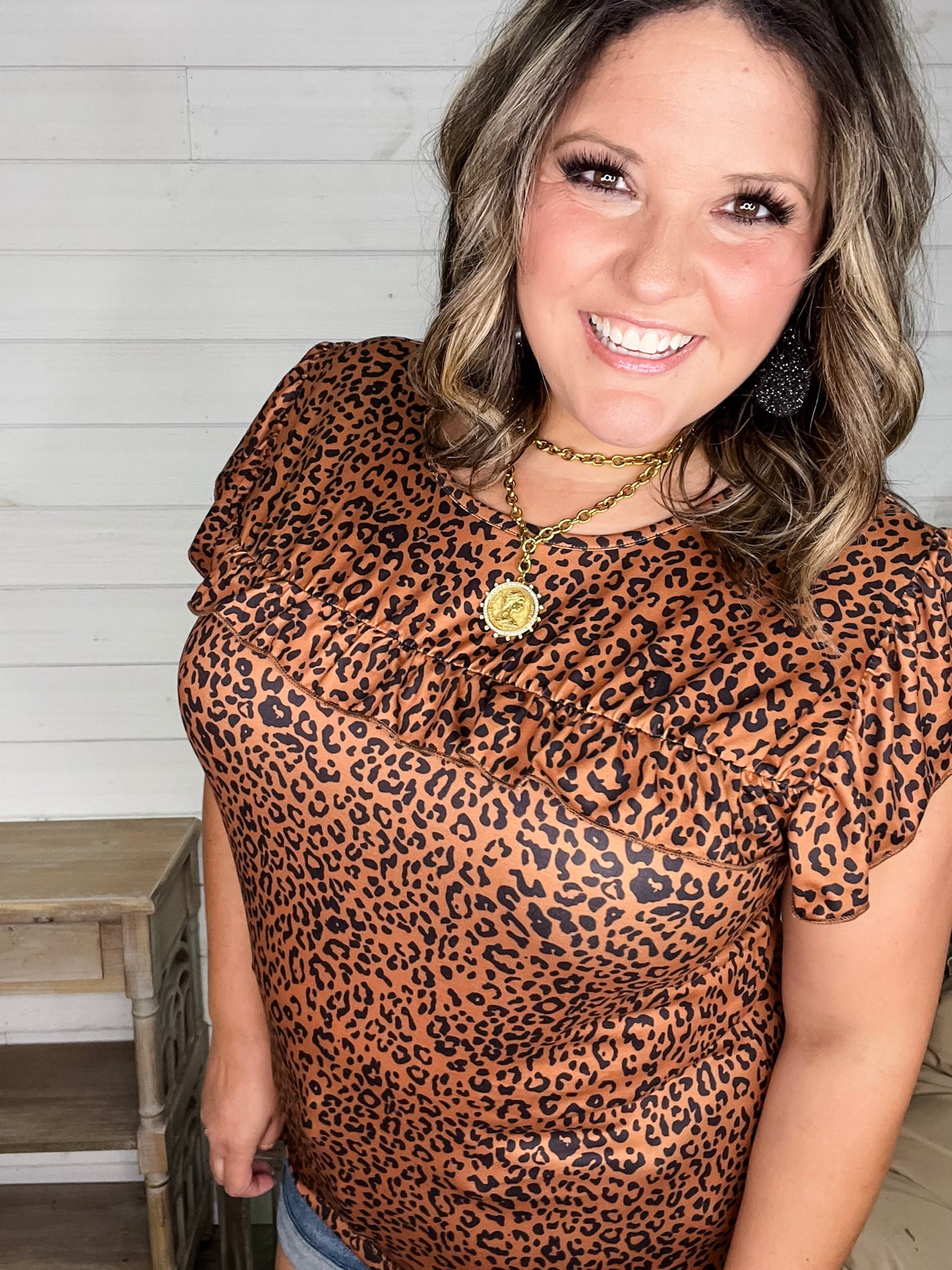 "Linc" Animal Print Ruffle Cap Sleeve
