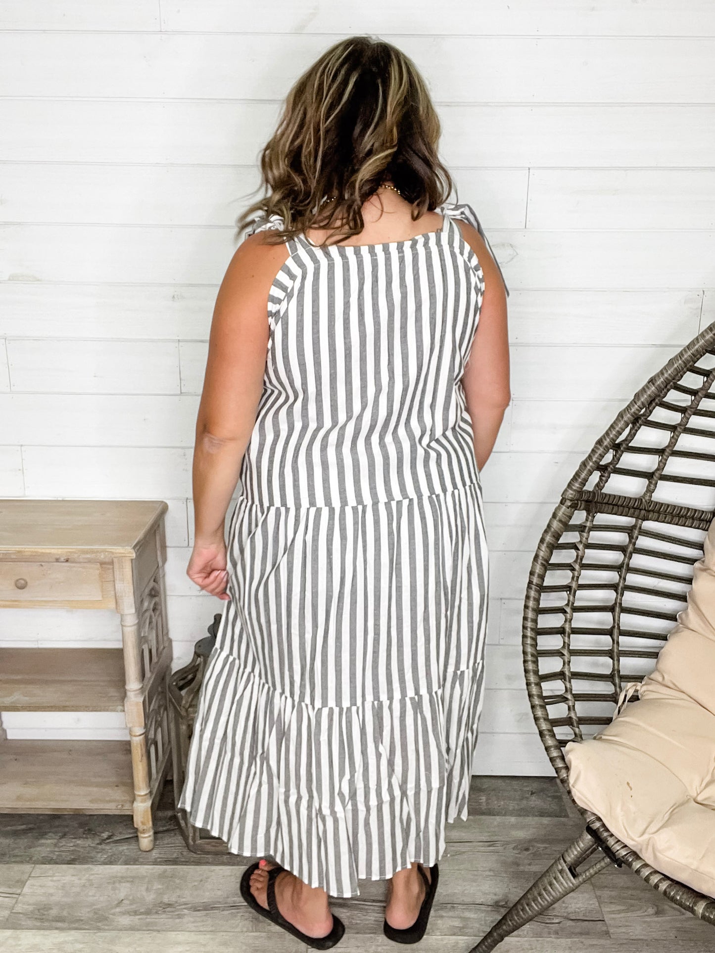 I'm Ready Striped Tiered Maxi Dress with Shoulder Ties