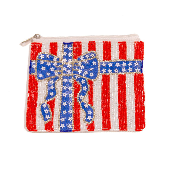 Seed Bead & Sequin Americana Bow Coin Purse