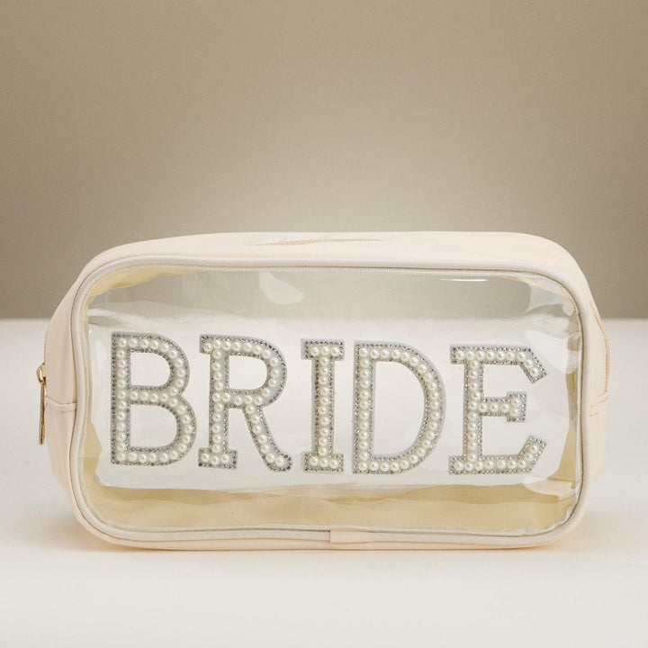 Pearl & Rhinestone Studded "BRIDE" Clear Pouch