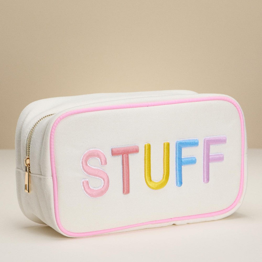 "STUFF" Embroidered Canvas Pouch