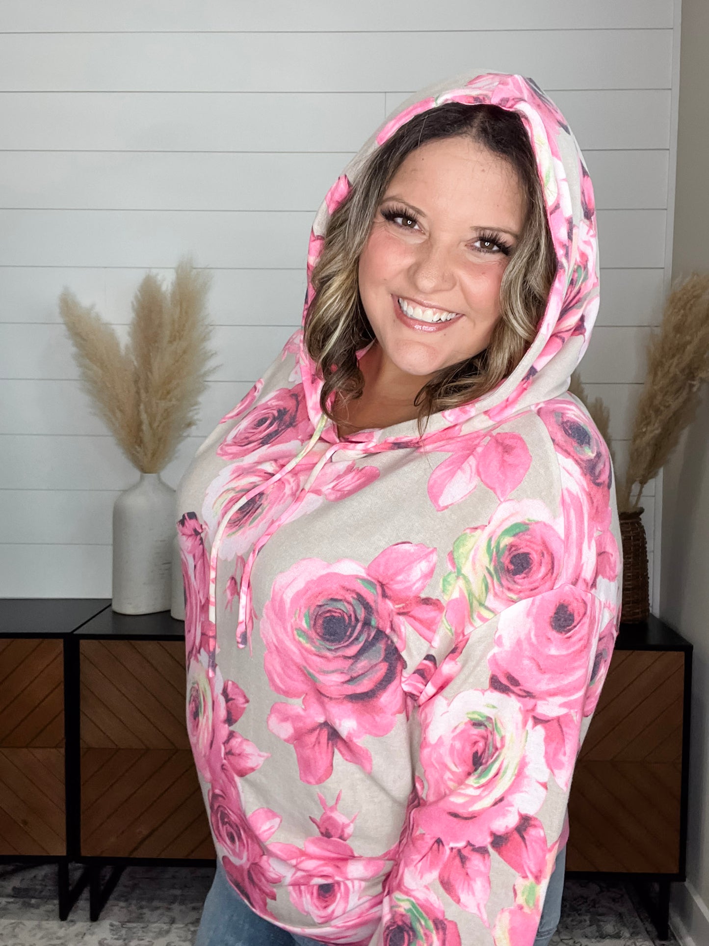 "Robertson" Floral Balloon Sleeve Hoodie