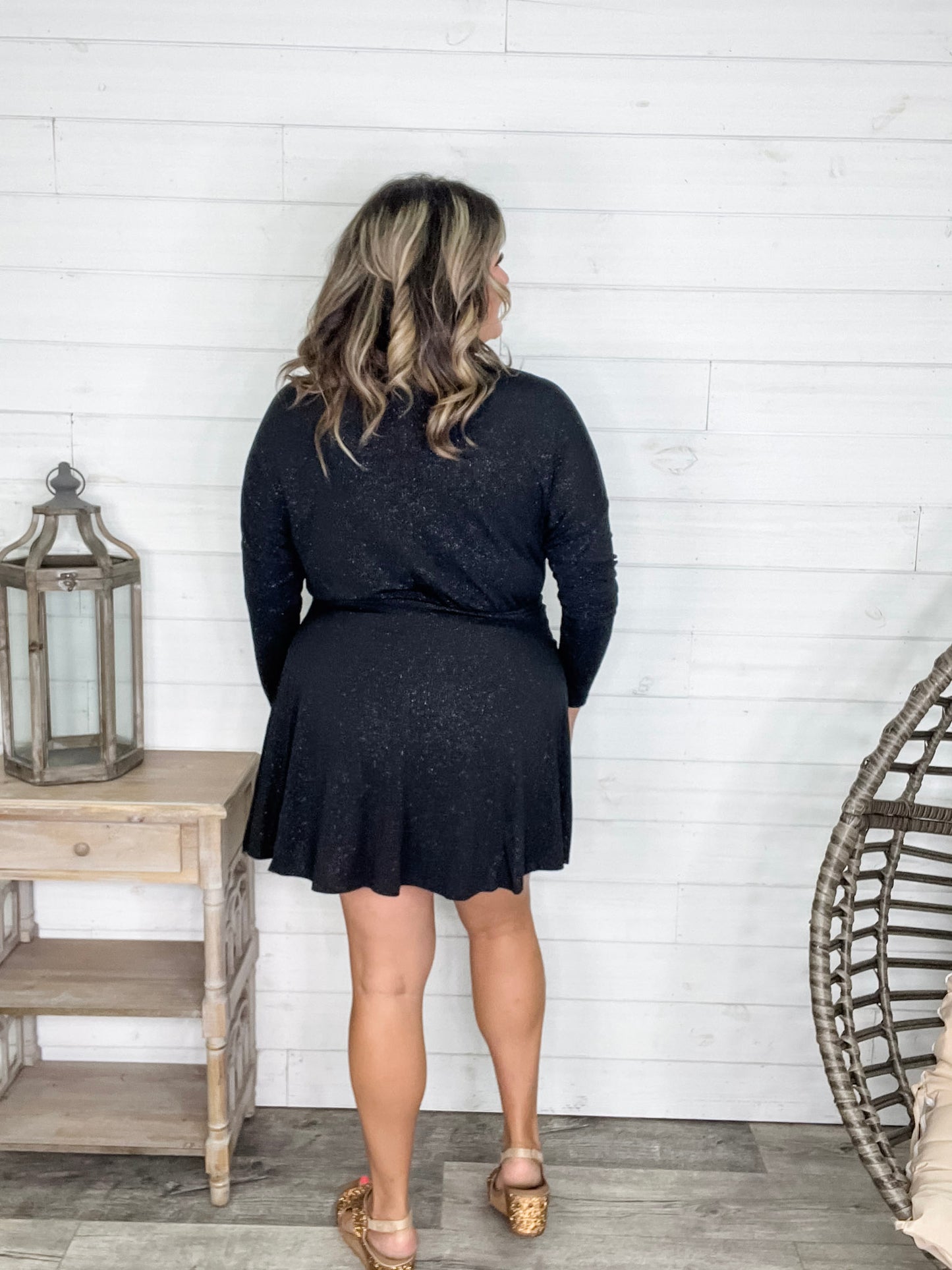 "Tiny Dancer" Boat Neck Sparkle Dress with Built in Shorts (Color Options)
