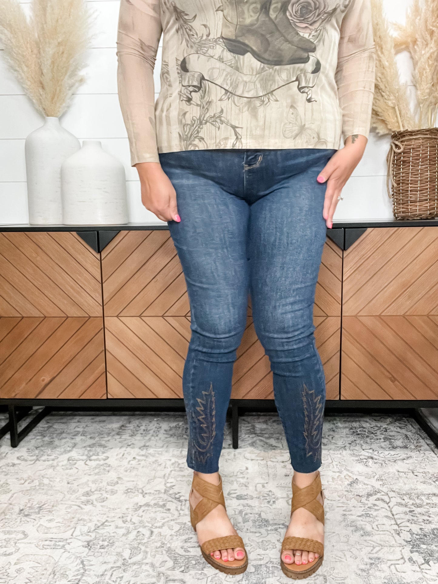 Judy Blue “Country Girl” Embroidered Skinny Jeans