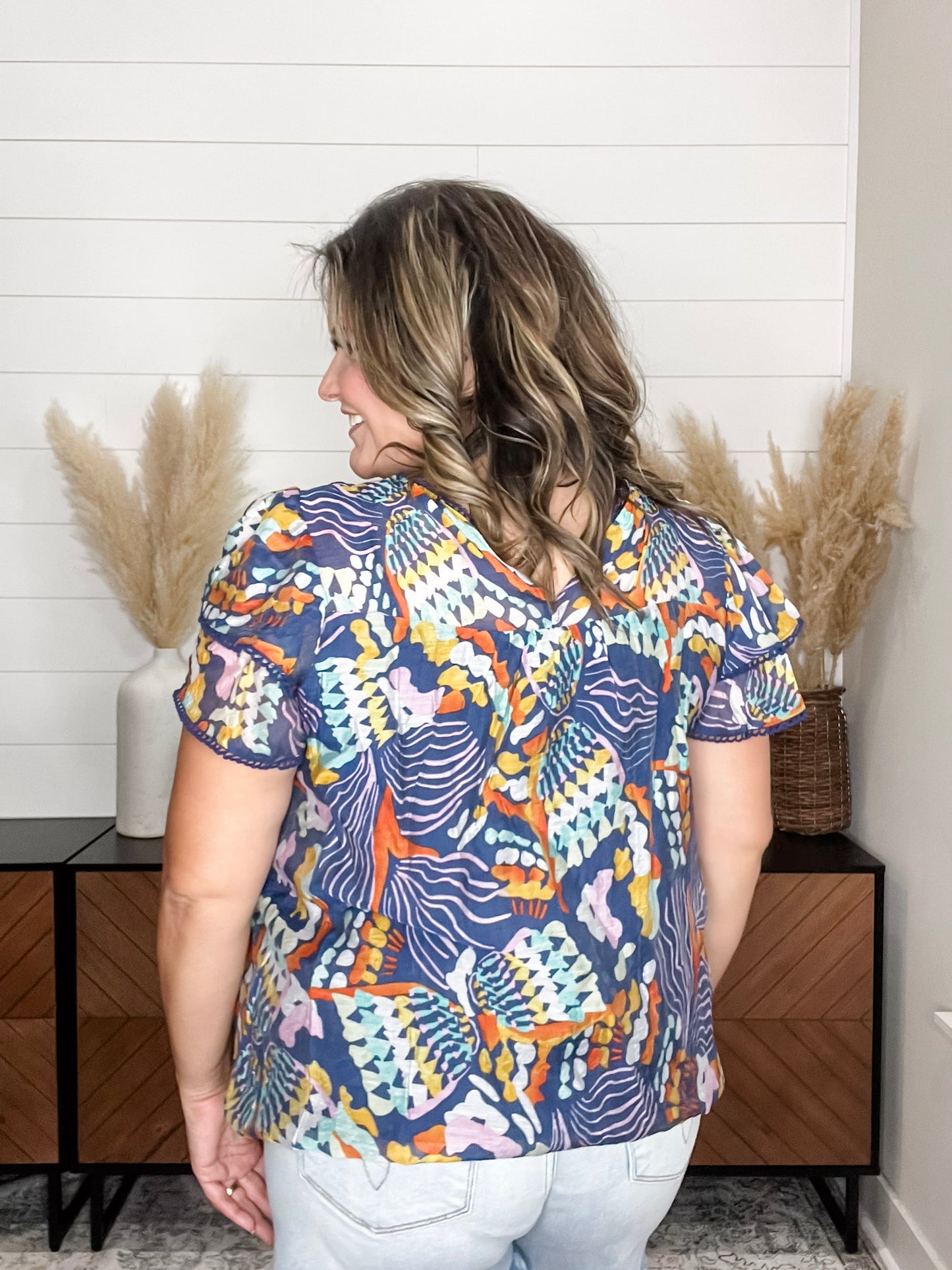 "Auckland" Boxy Lined Double Ruffle Sleeve