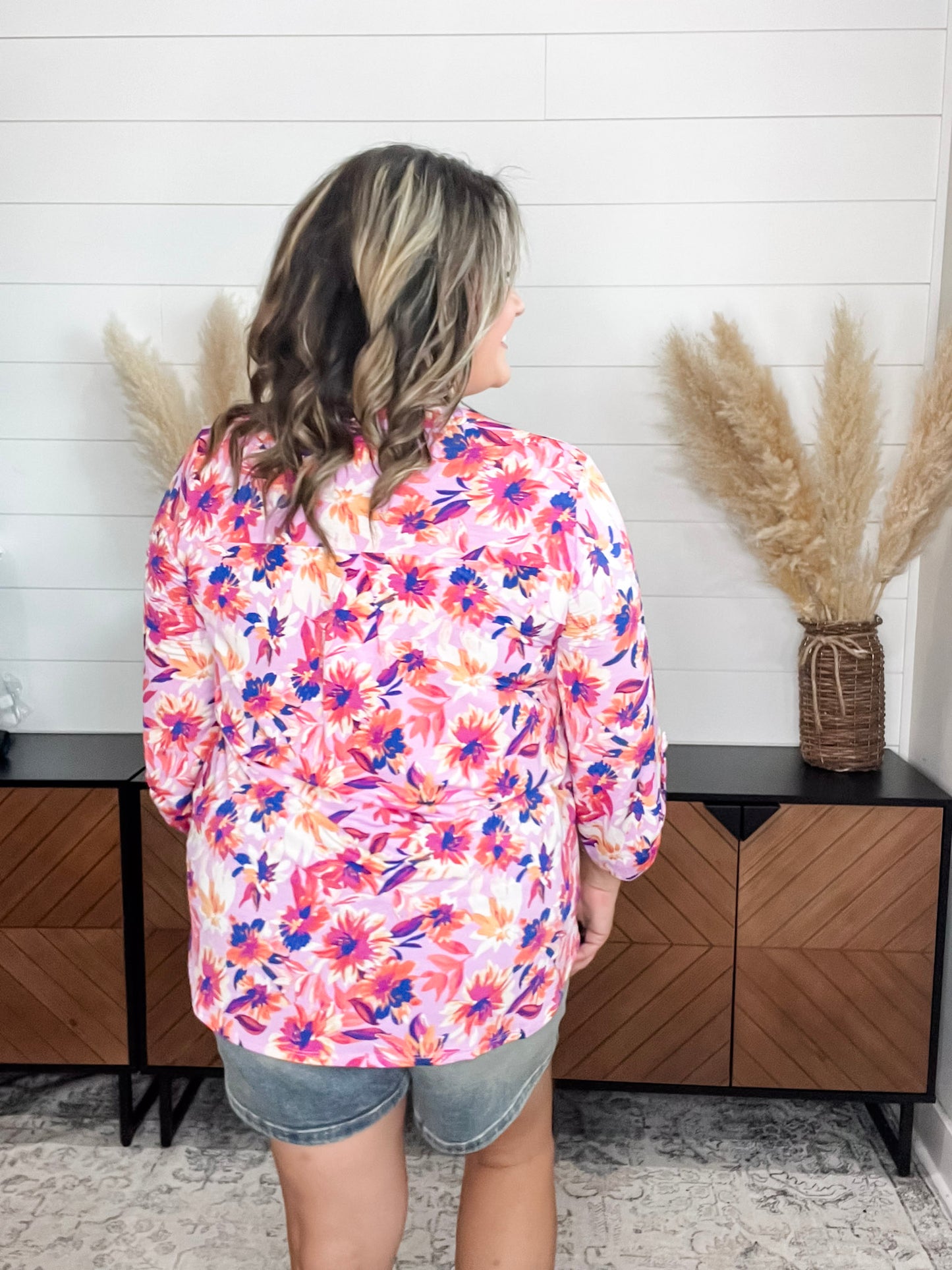 "Season" 3/4 Sleeve Split Neck Tops