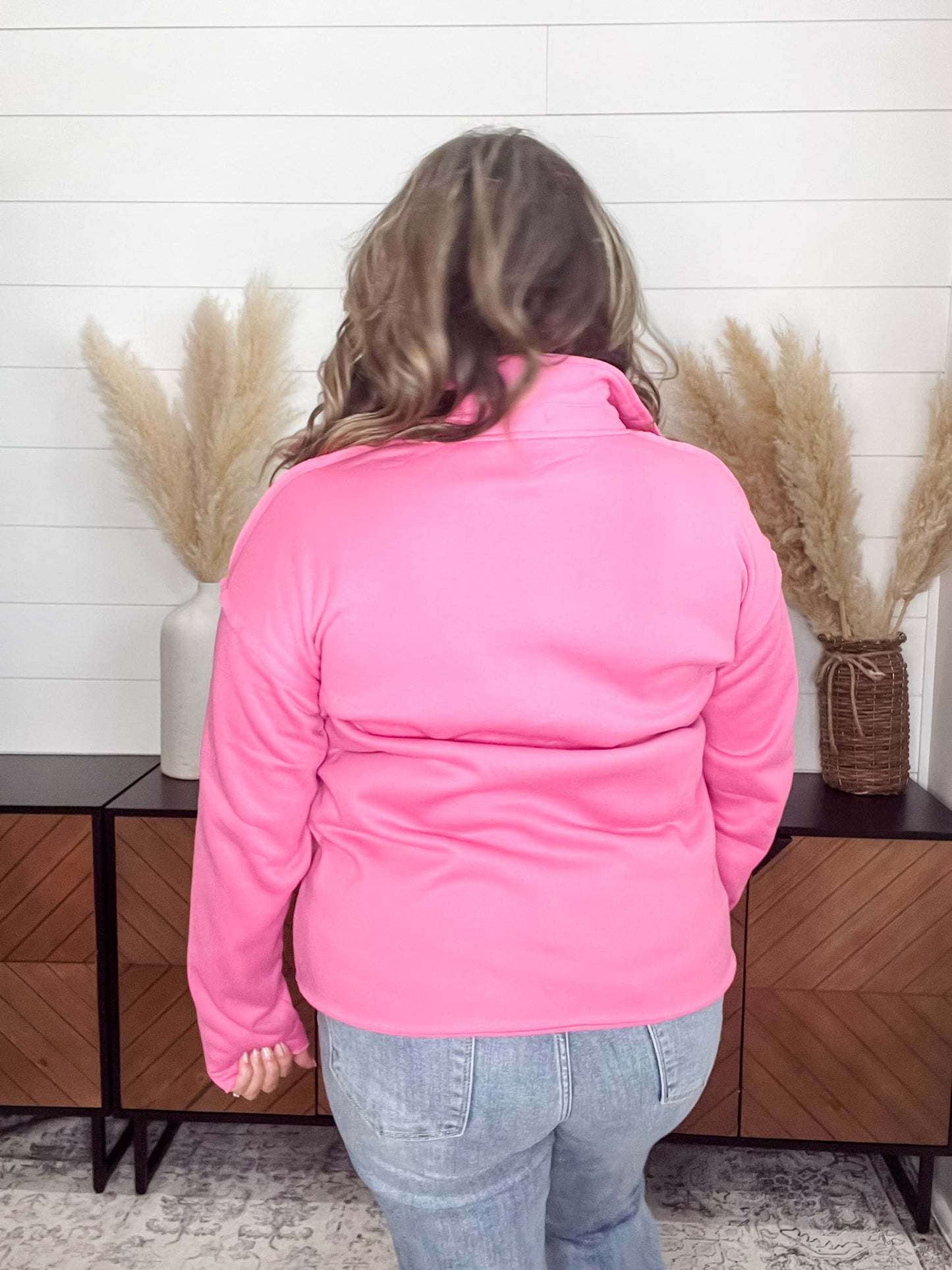 "Bubblegum" Long Sleeve Split Neck Sweatshirt
