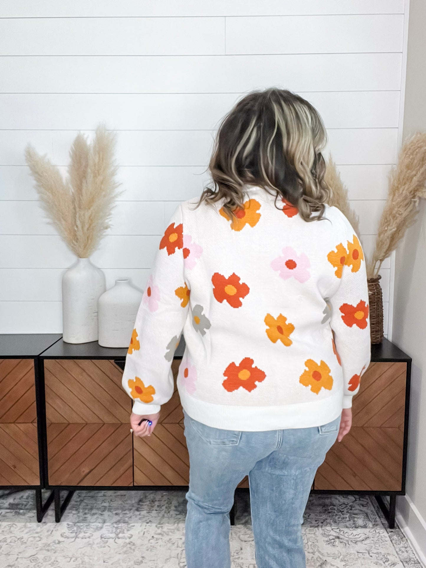 "Felicia" Fall Floral Long Sleeve Sweater