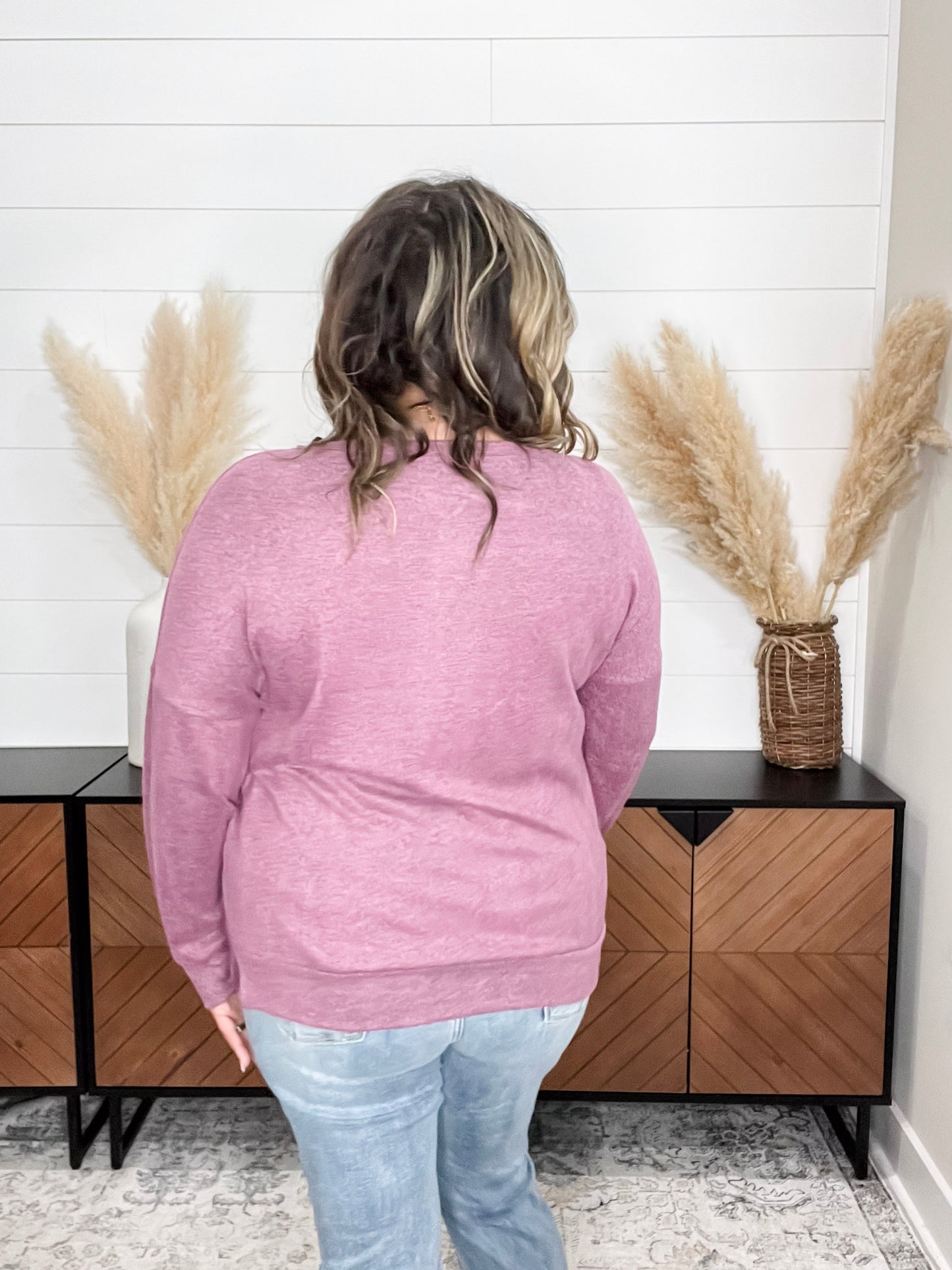 "Hopeful" Long Sleeve Weekender (Mauve)