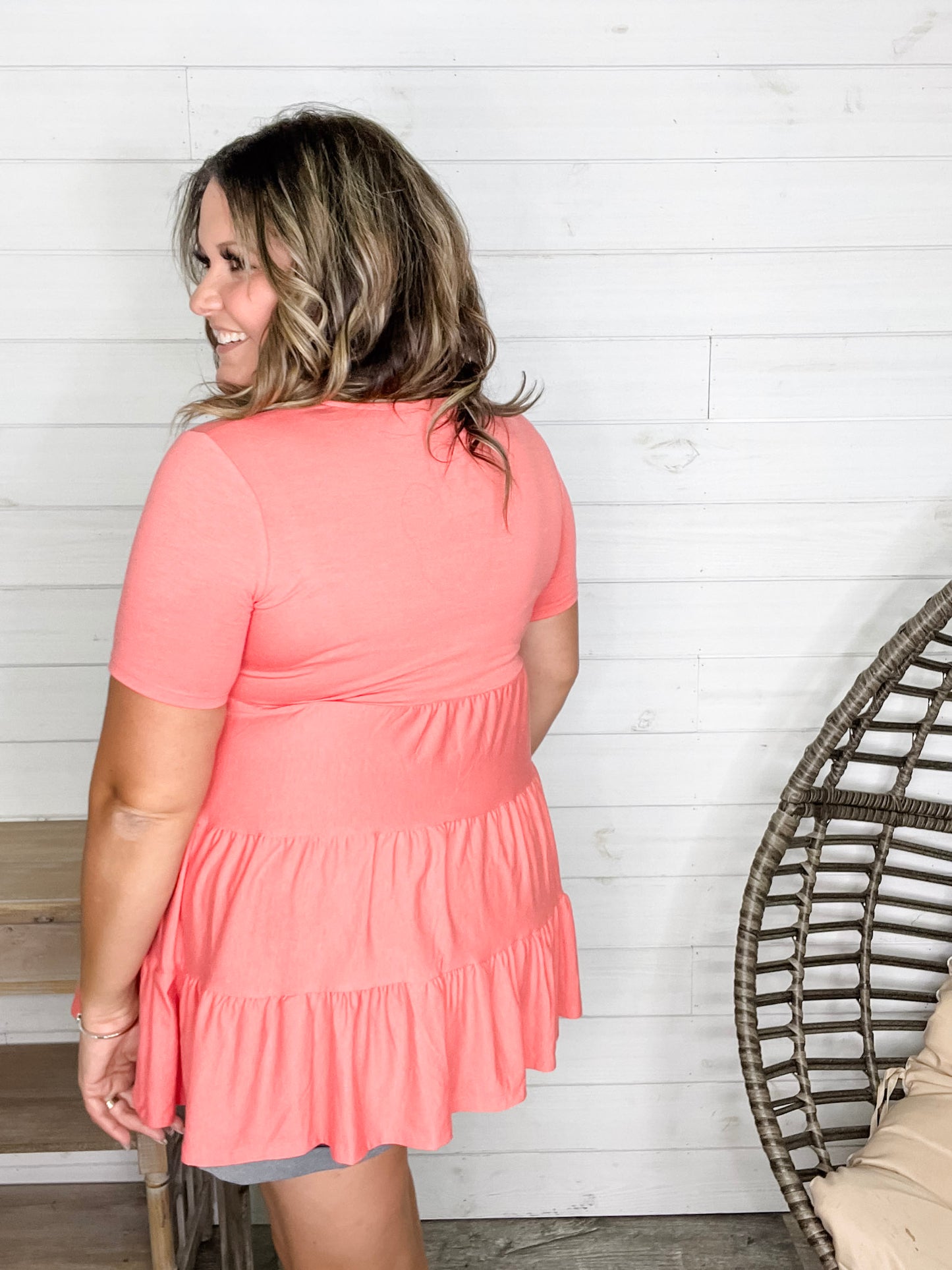 "TLC" Short Sleeve Tiered Ruffle Top