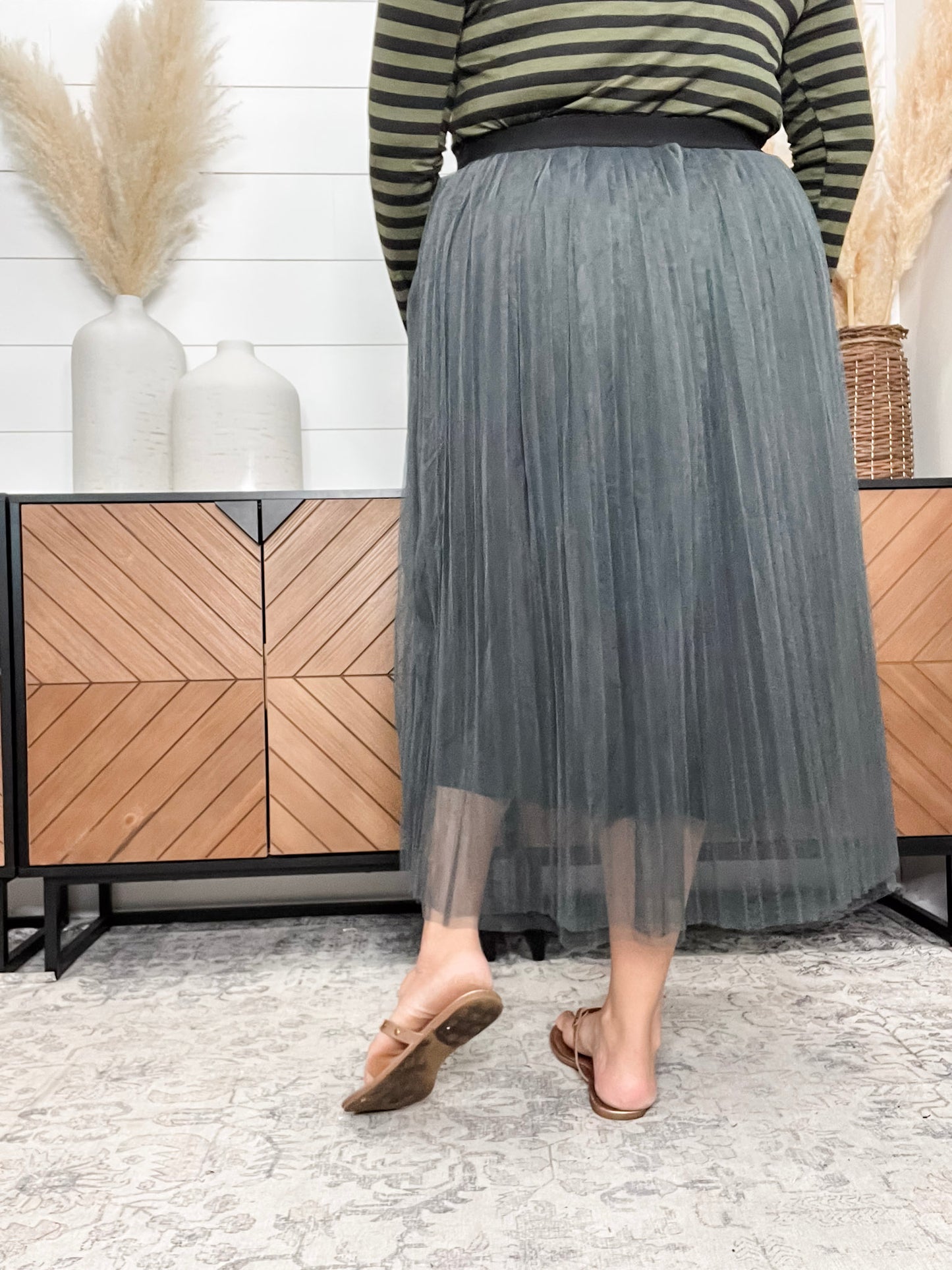 "Ashes to Ashes" Mesh Pleated Skirt