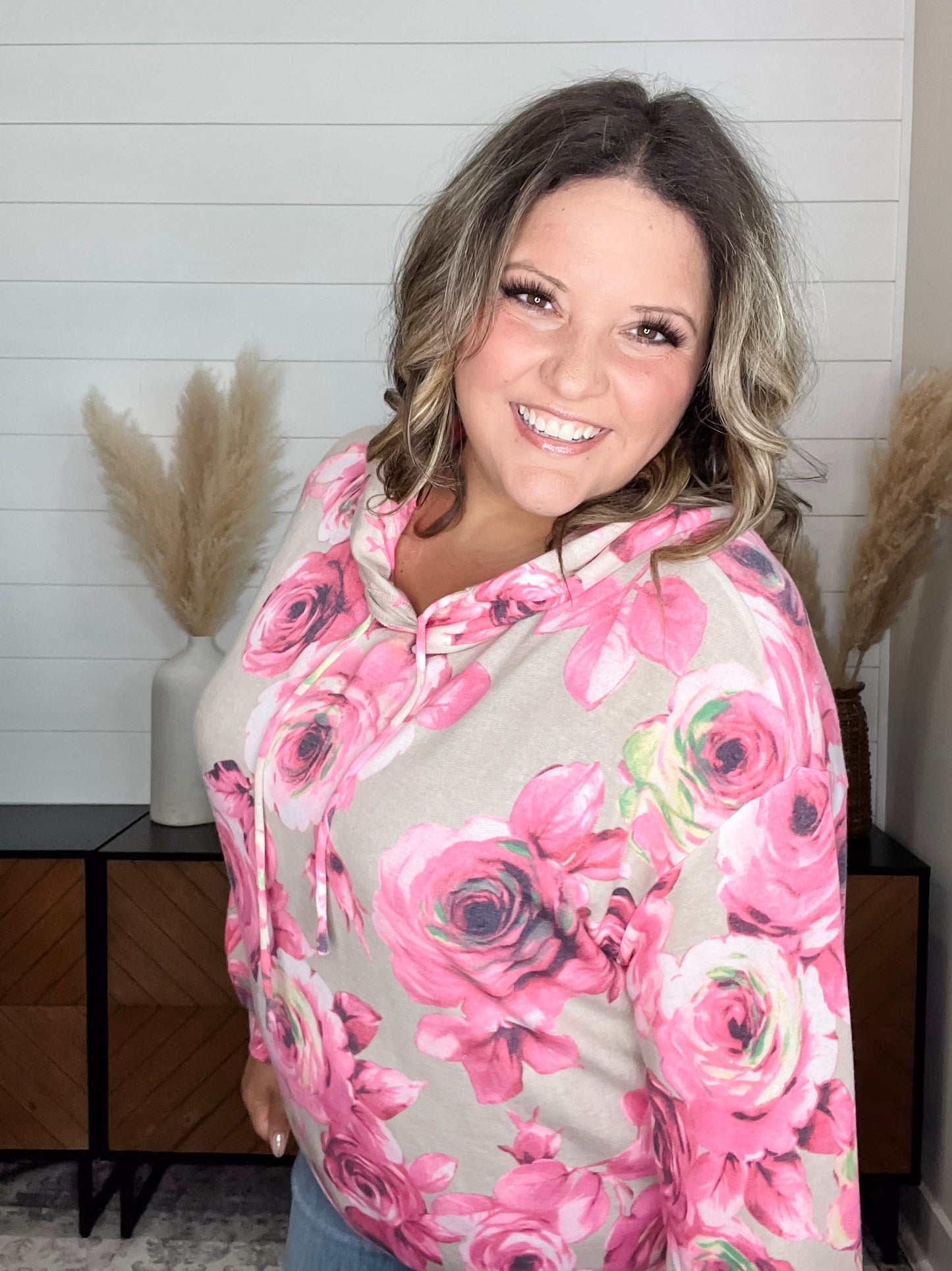 "Robertson" Floral Balloon Sleeve Hoodie