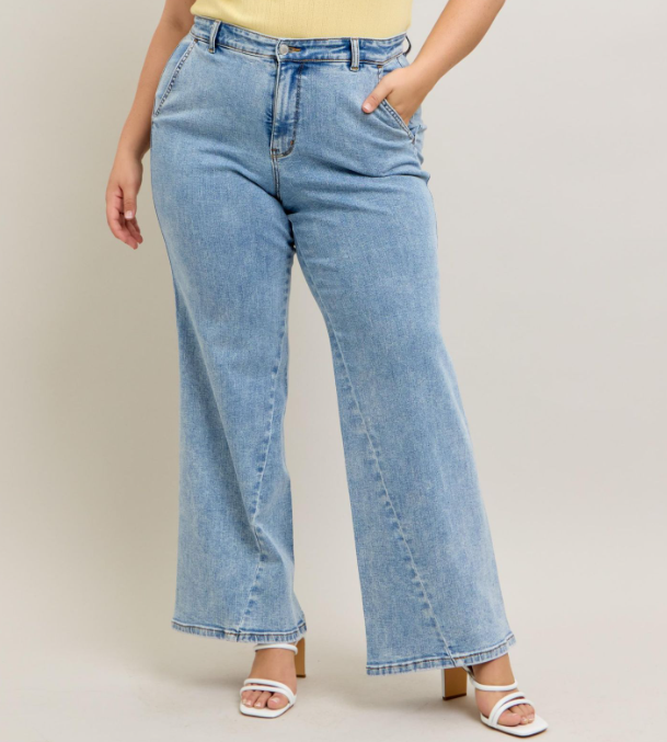 Judy Blue "Sideways" Retro Wide Leg Skewed Inseam