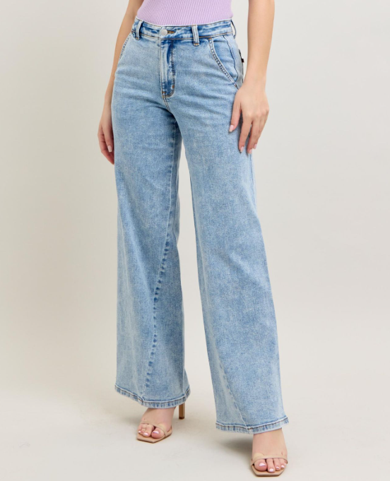 Judy Blue "Sideways" Retro Wide Leg Skewed Inseam