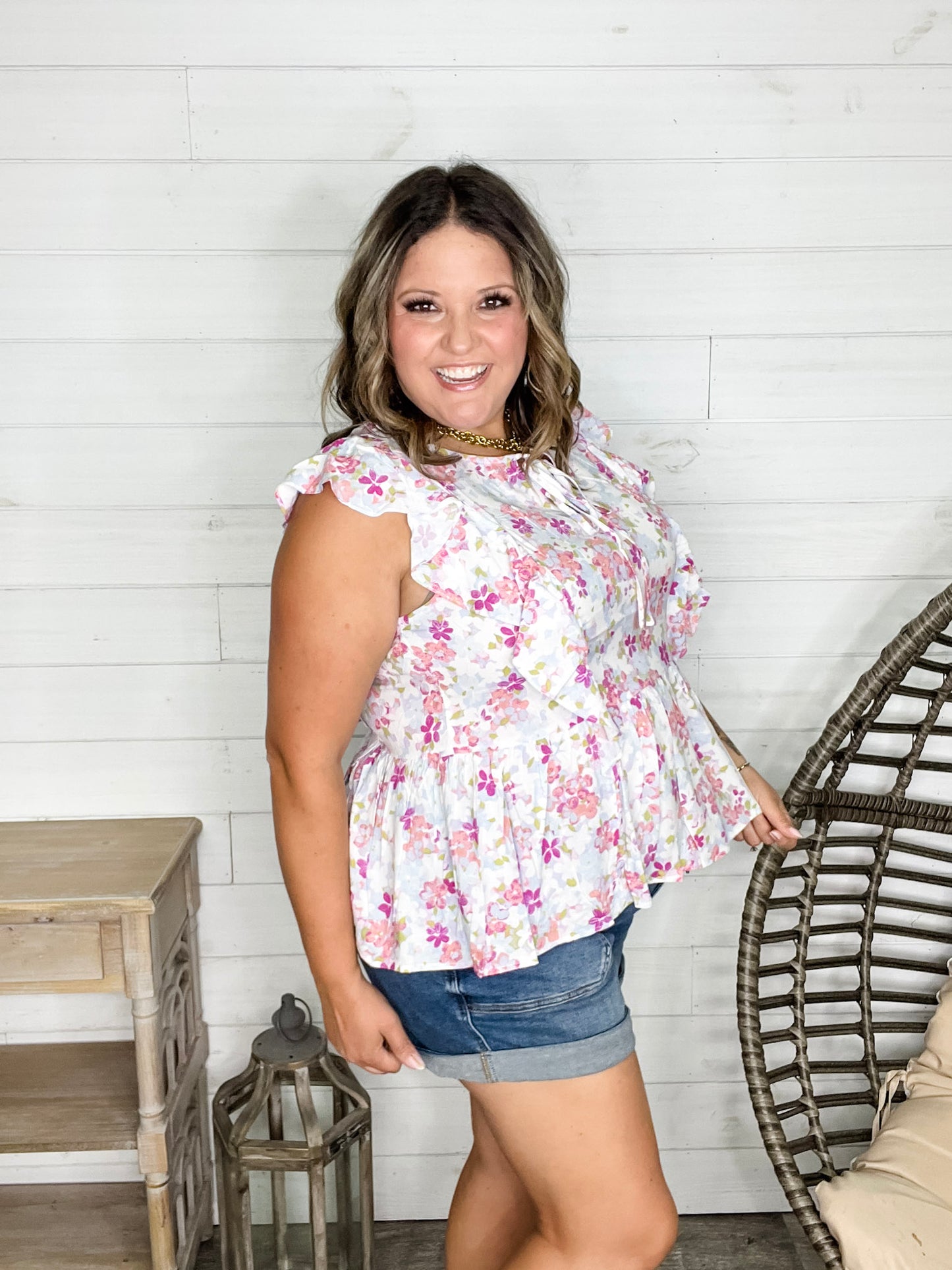 "Augustine" Floral Ruffle Cap Sleeve Babydoll