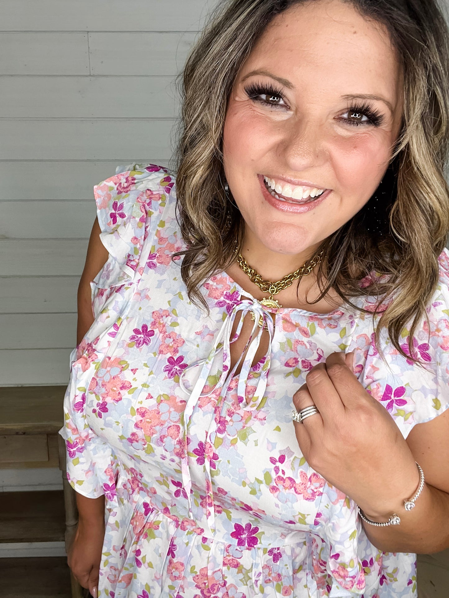 "Augustine" Floral Ruffle Cap Sleeve Babydoll