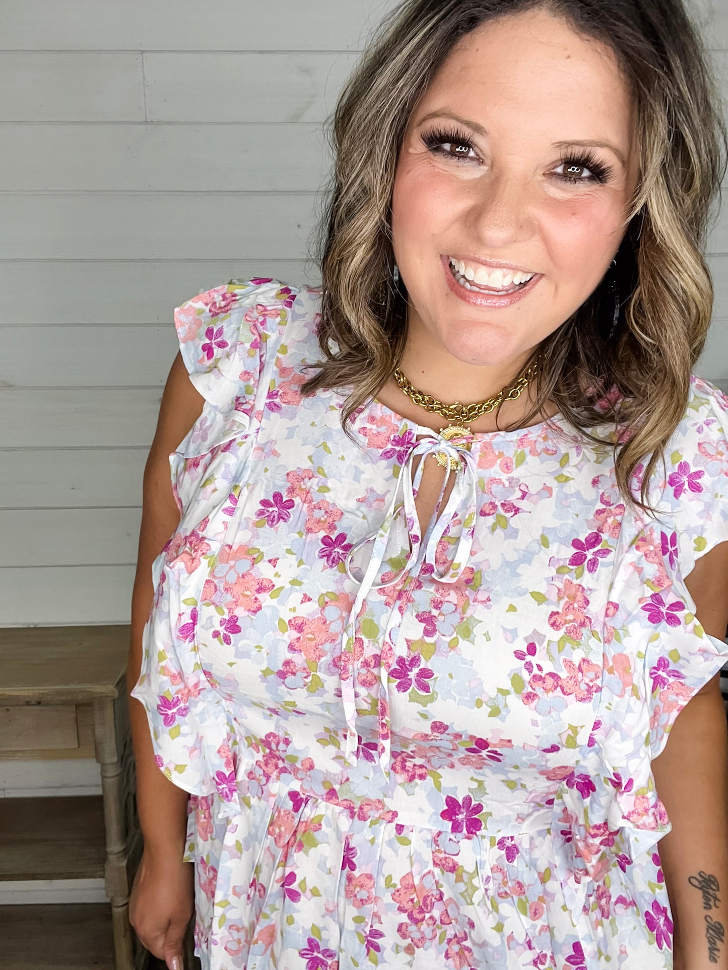 "Augustine" Floral Ruffle Cap Sleeve Babydoll