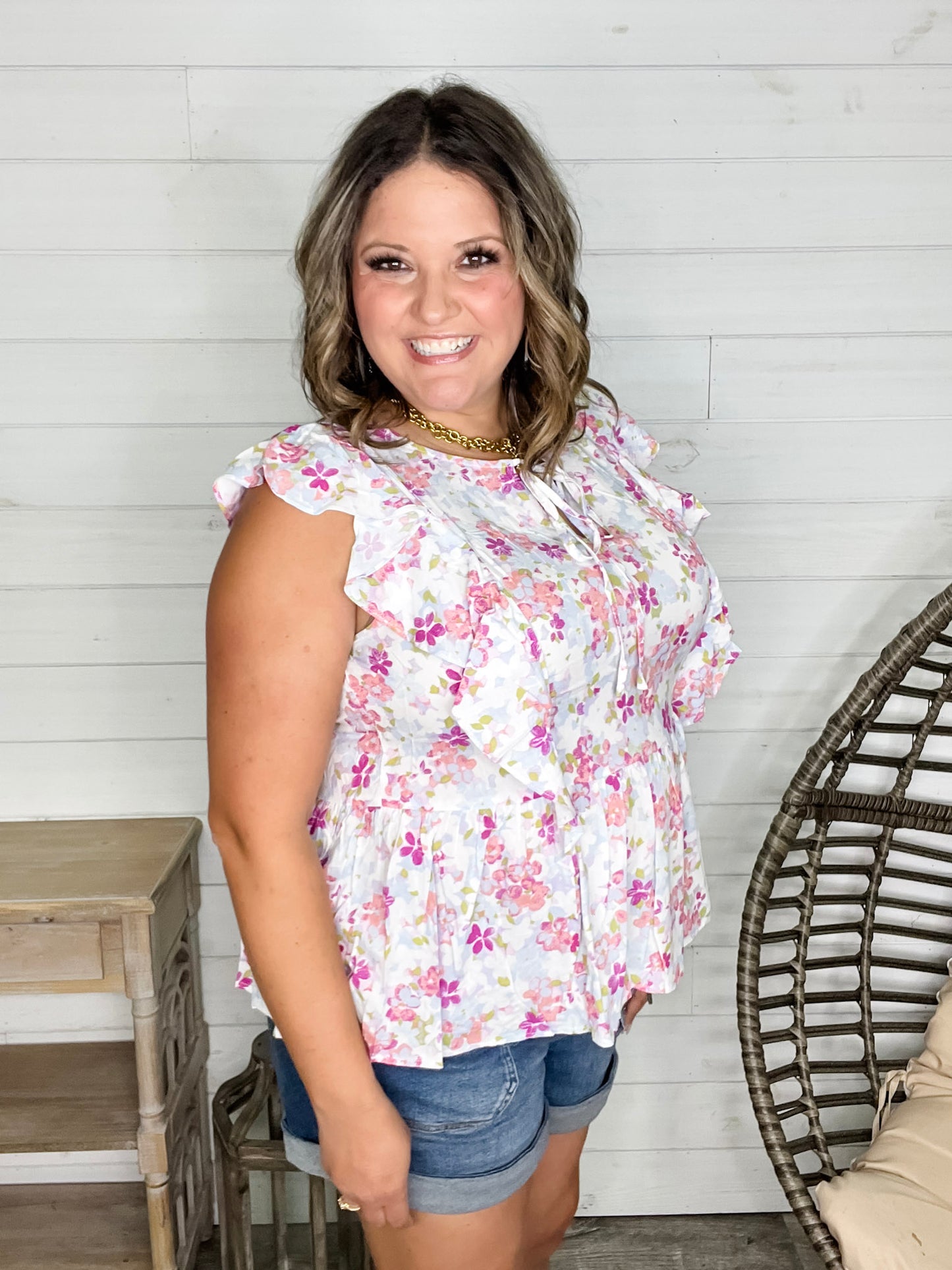 "Augustine" Floral Ruffle Cap Sleeve Babydoll