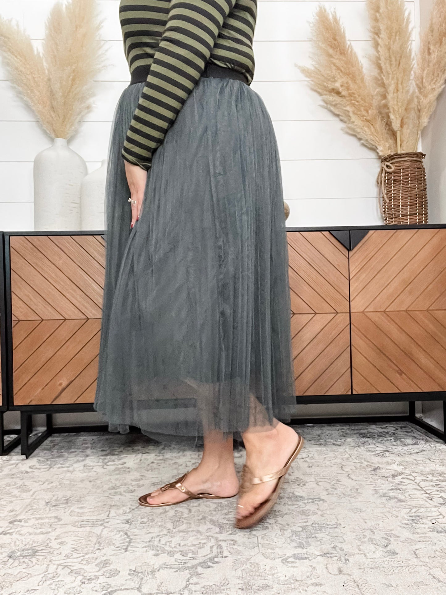 "Ashes to Ashes" Mesh Pleated Skirt