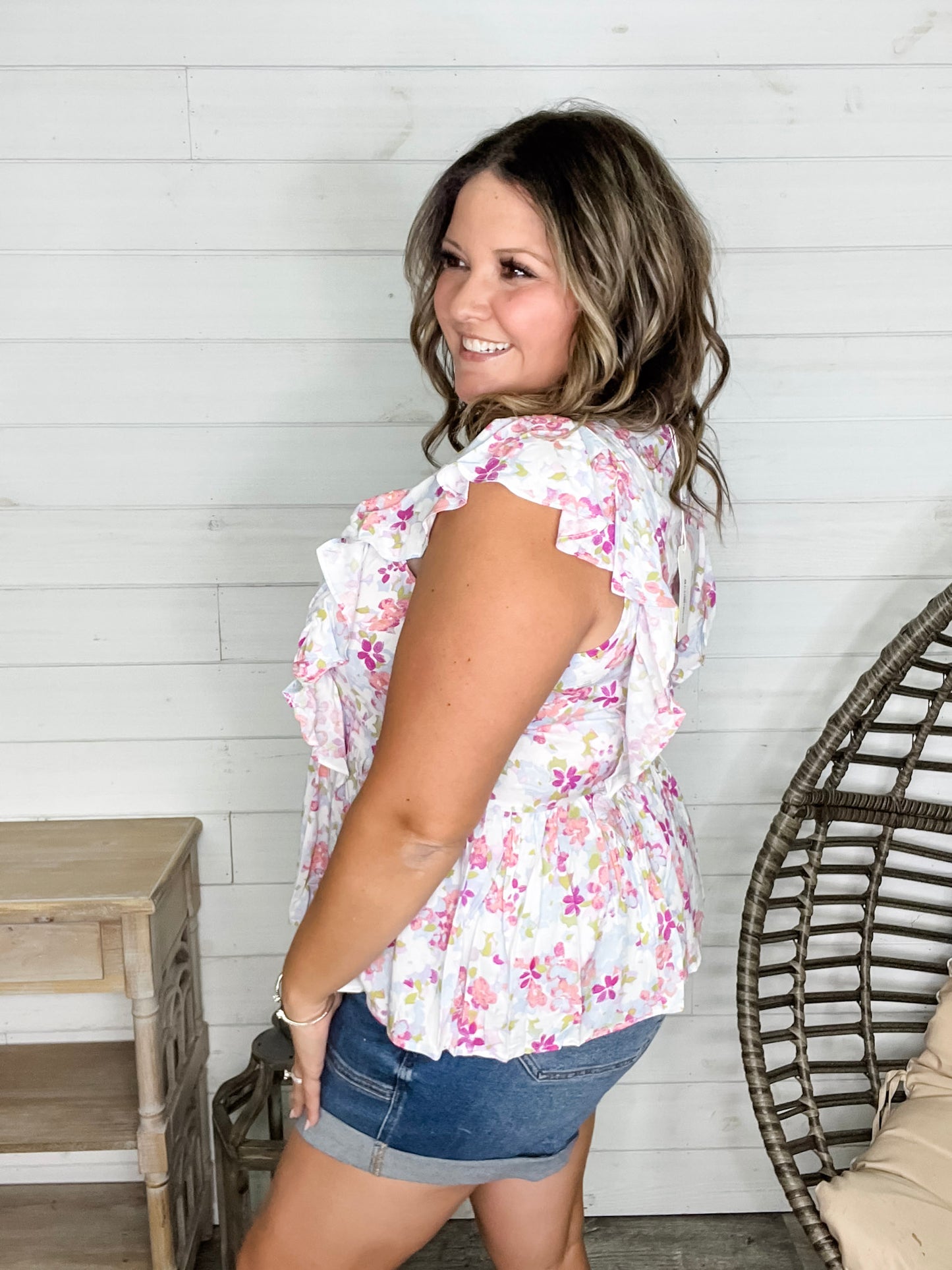"Augustine" Floral Ruffle Cap Sleeve Babydoll