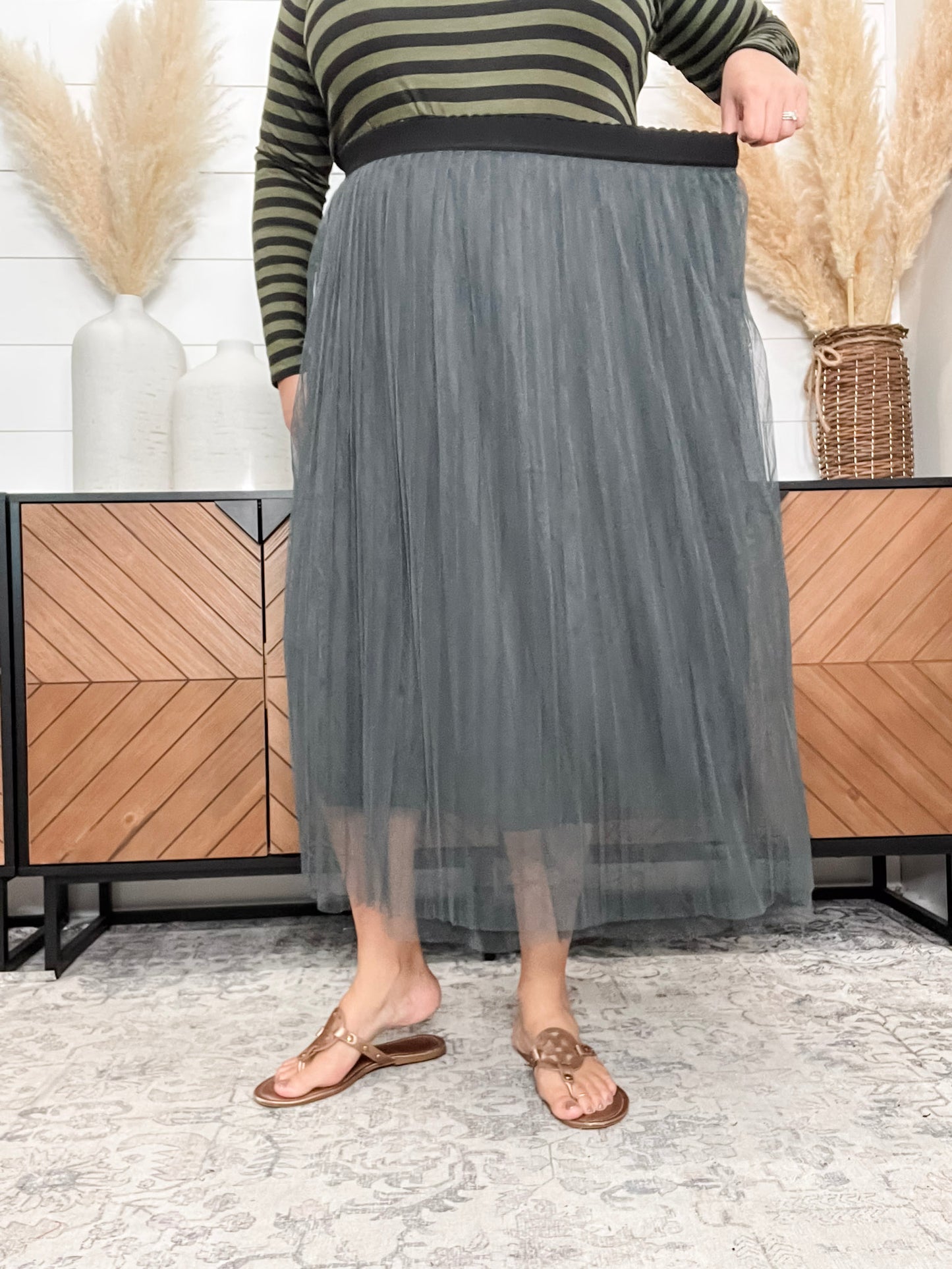"Ashes to Ashes" Mesh Pleated Skirt