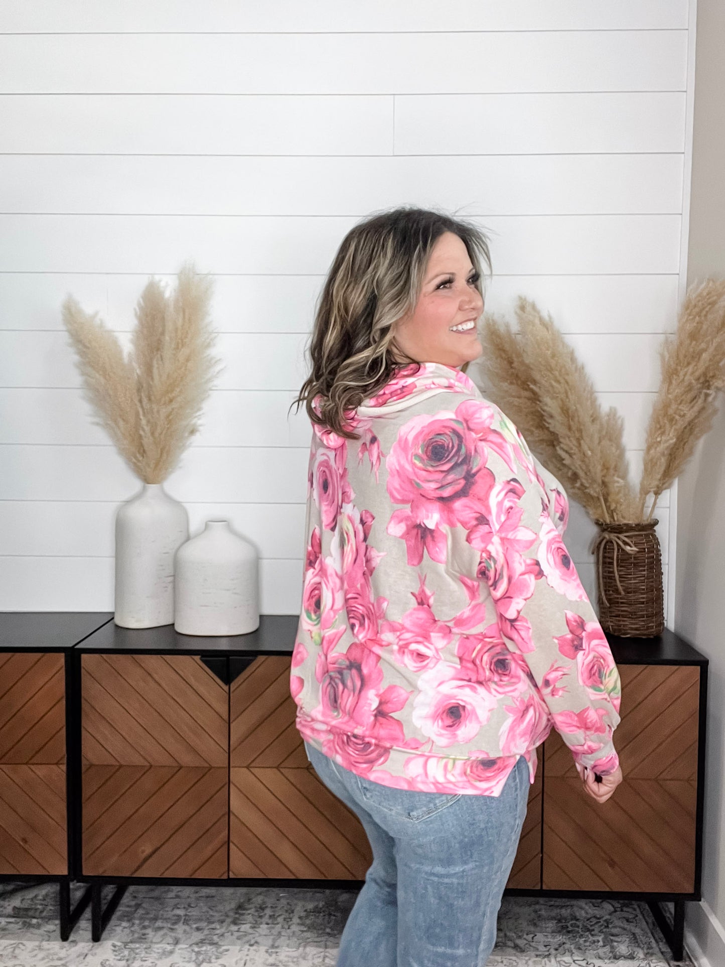 "Robertson" Floral Balloon Sleeve Hoodie
