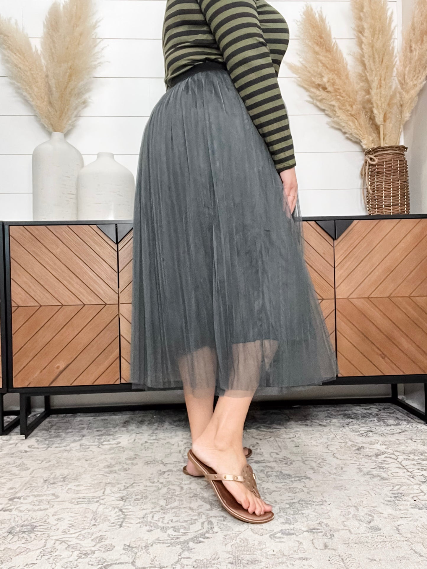 "Ashes to Ashes" Mesh Pleated Skirt