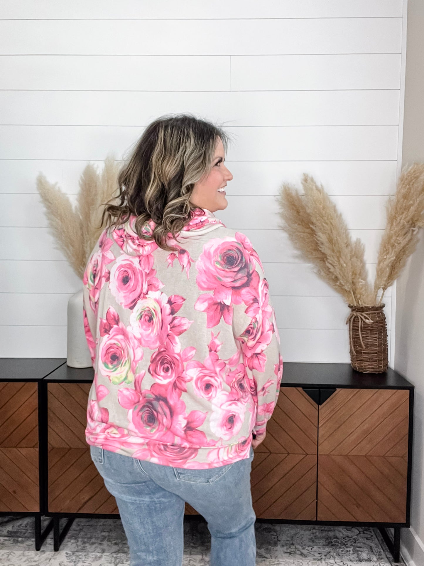 "Robertson" Floral Balloon Sleeve Hoodie