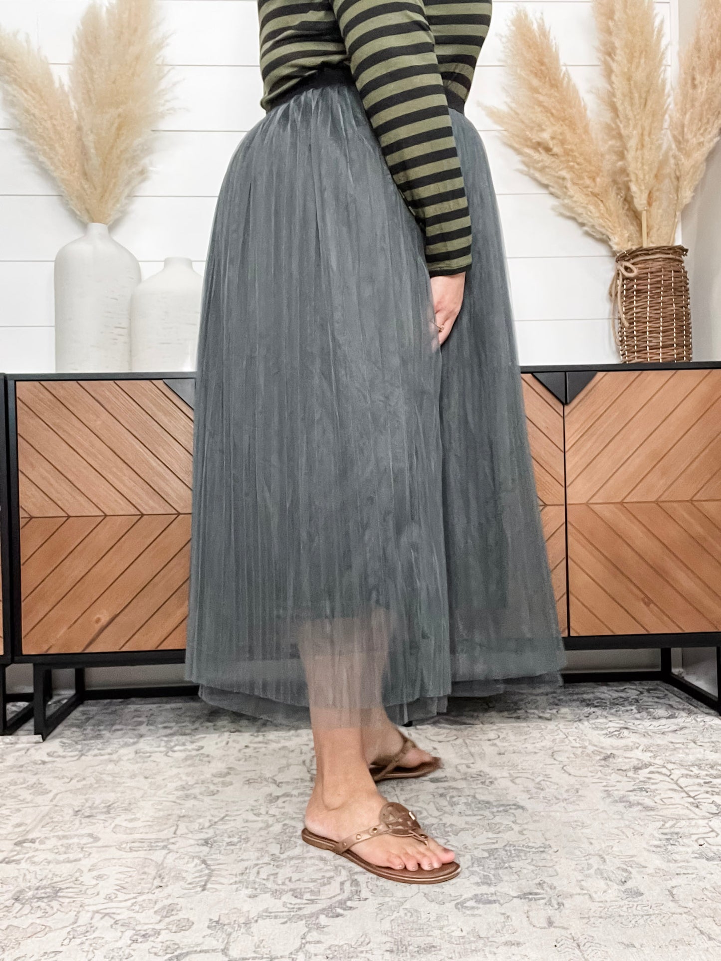 "Ashes to Ashes" Mesh Pleated Skirt