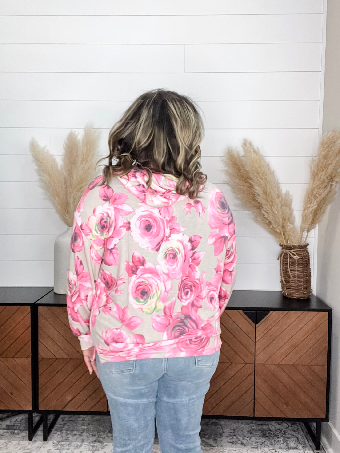 "Robertson" Floral Balloon Sleeve Hoodie