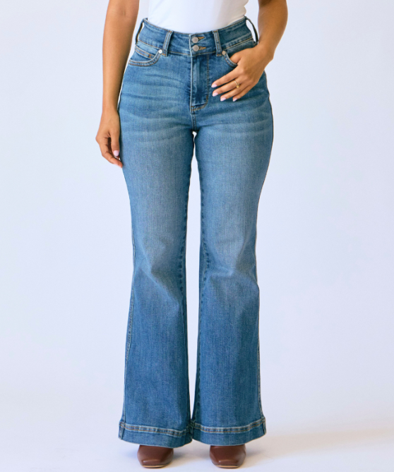 Judy Blue "Finally Found" Petite Double Button Flares
