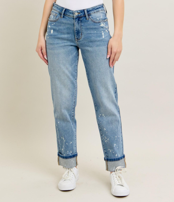 Judy Blue "Bye Felicia" Bleach Boyfriend Jeans