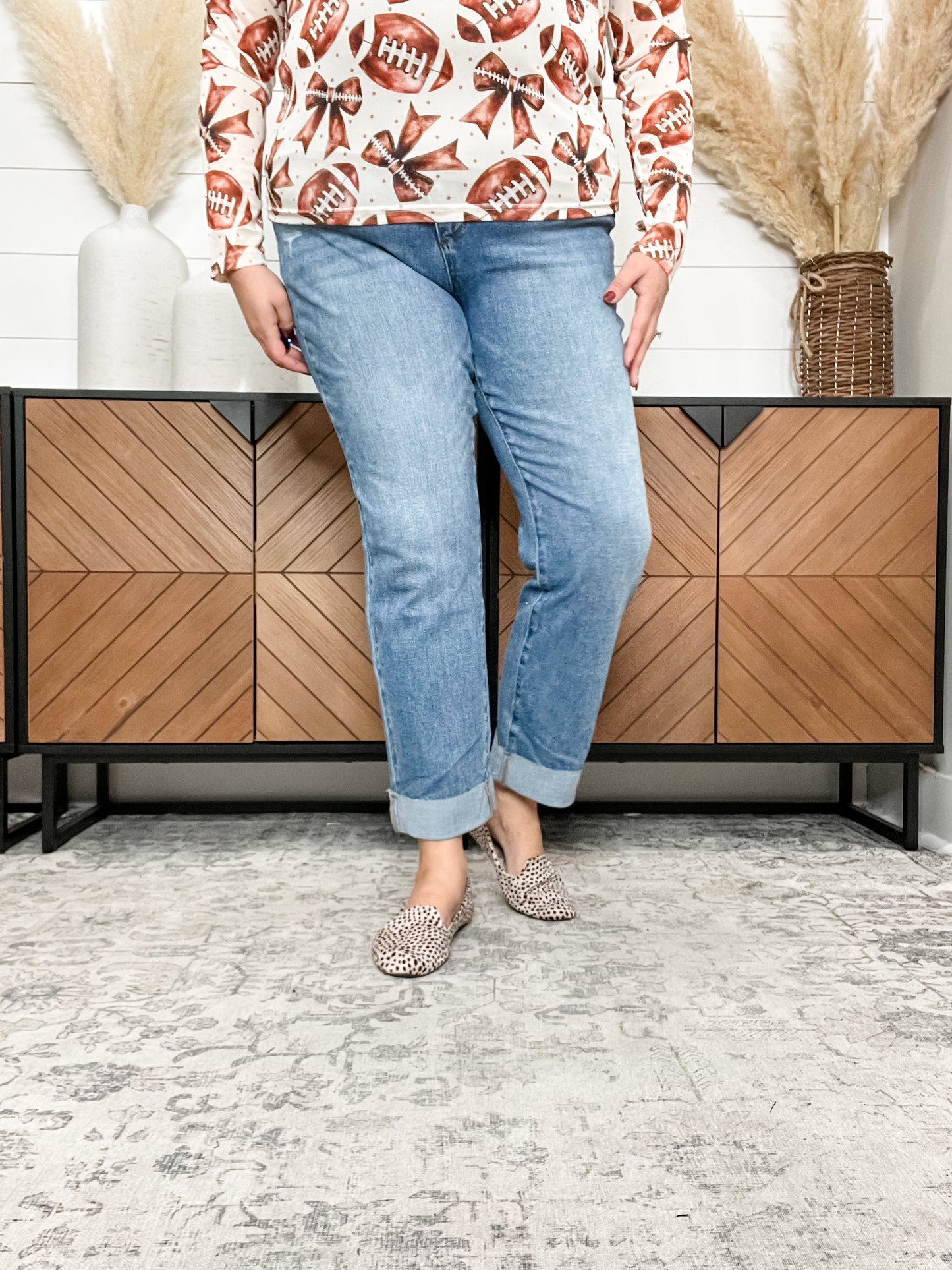 Judy Blue "Hastings" Criss Cross Waist Boyfriend Jeans