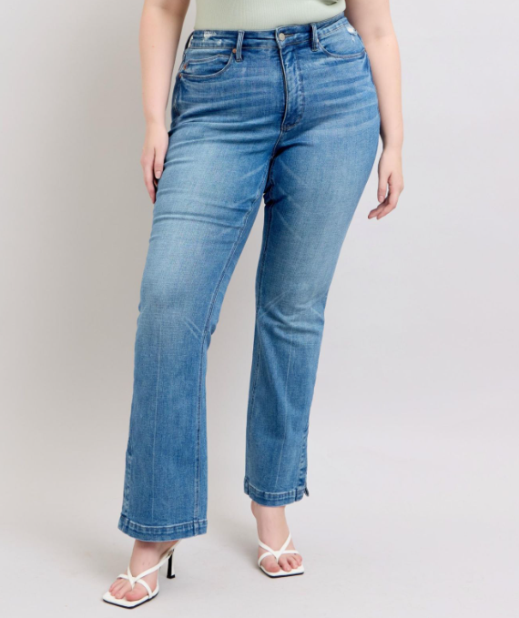 Judy Blue "Rodeo Life" Tummy Control Bootcut Split Hem Jeans