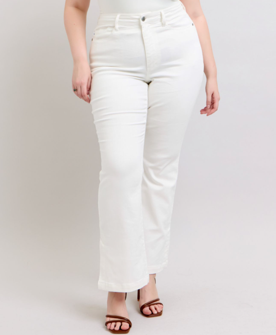 Judy Blue "Rebecca" White Side Slit Bootcut Jeans