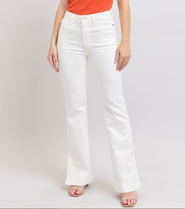 Judy Blue "Rebecca" White Side Slit Bootcut Jeans